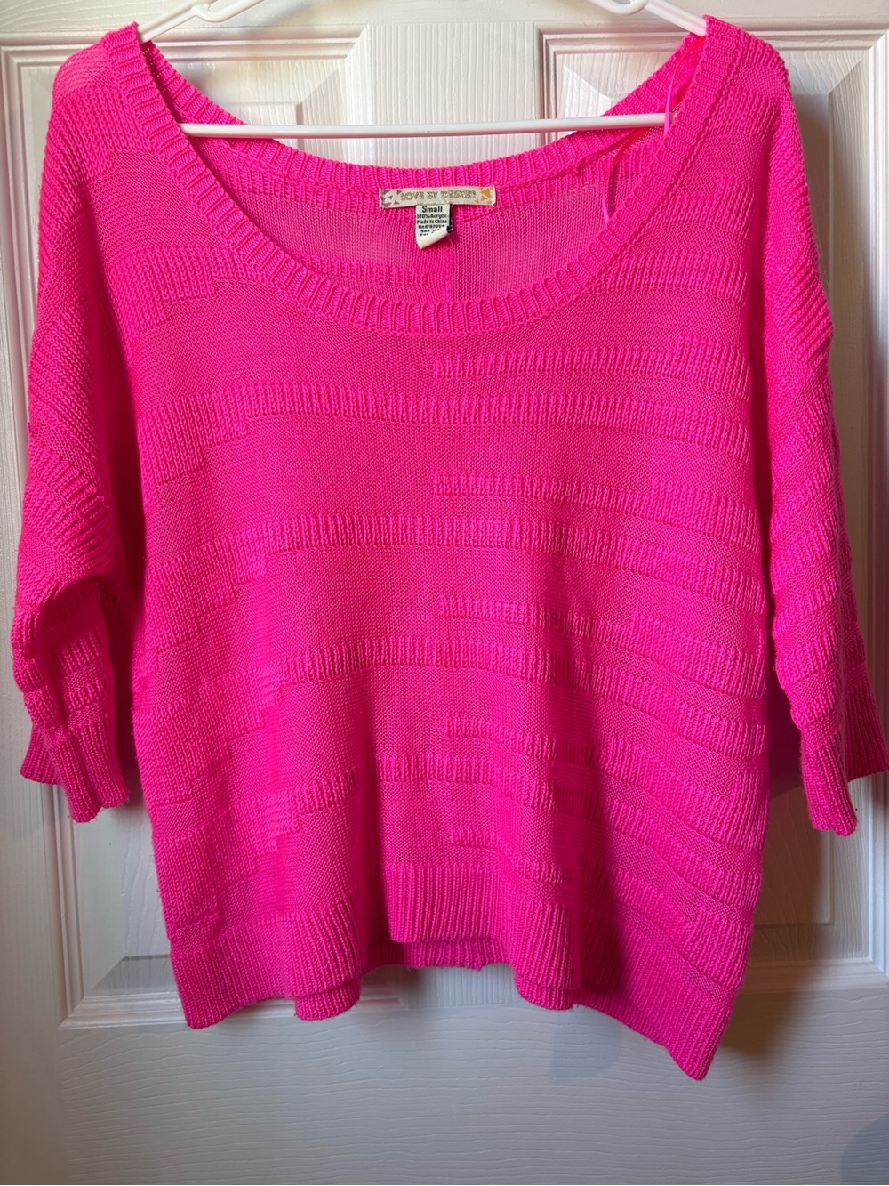 Love by Design Bright Pink Knit Button Back Sweater